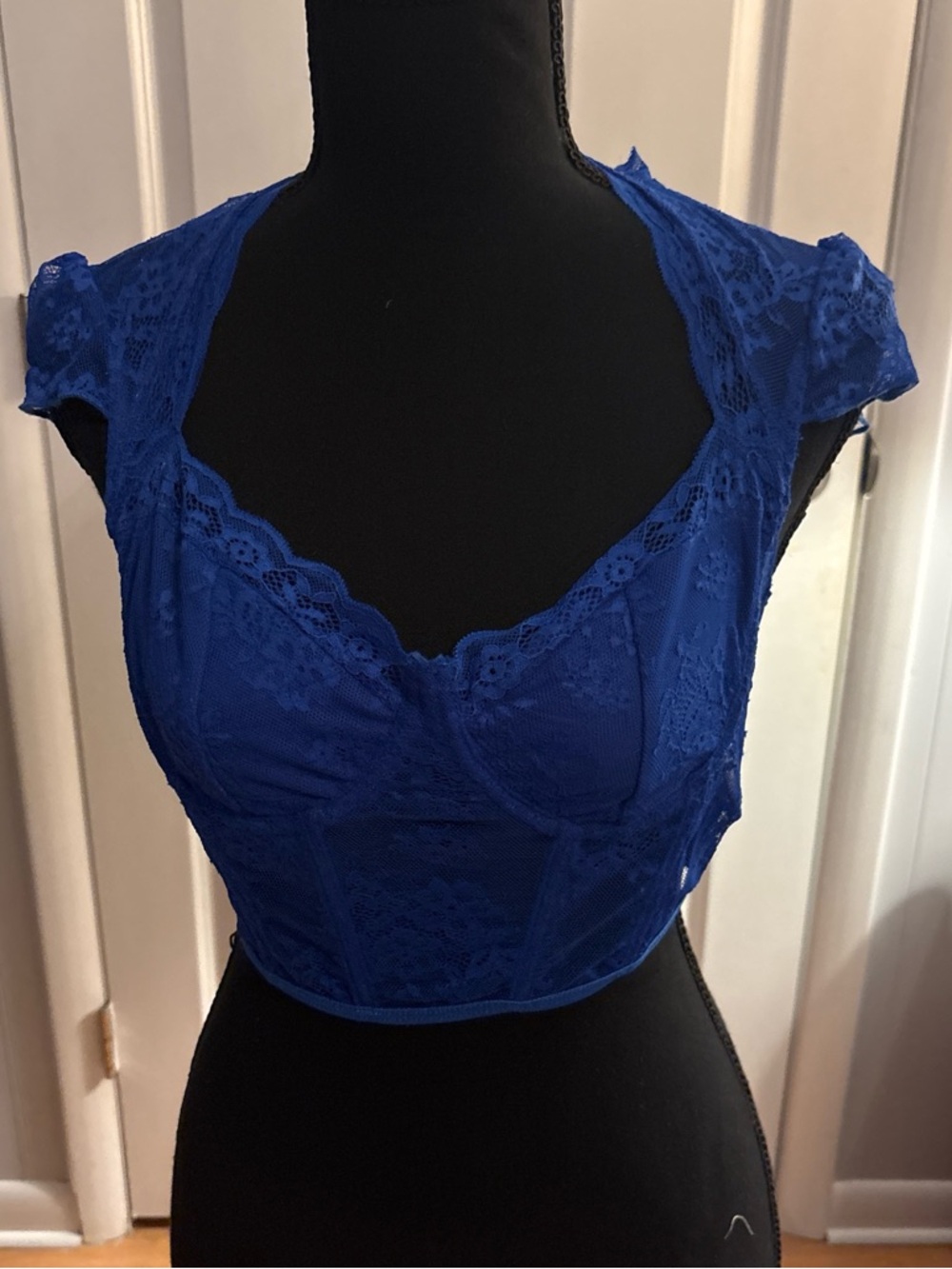 SHEIN Royal Blue Lace Crop Top